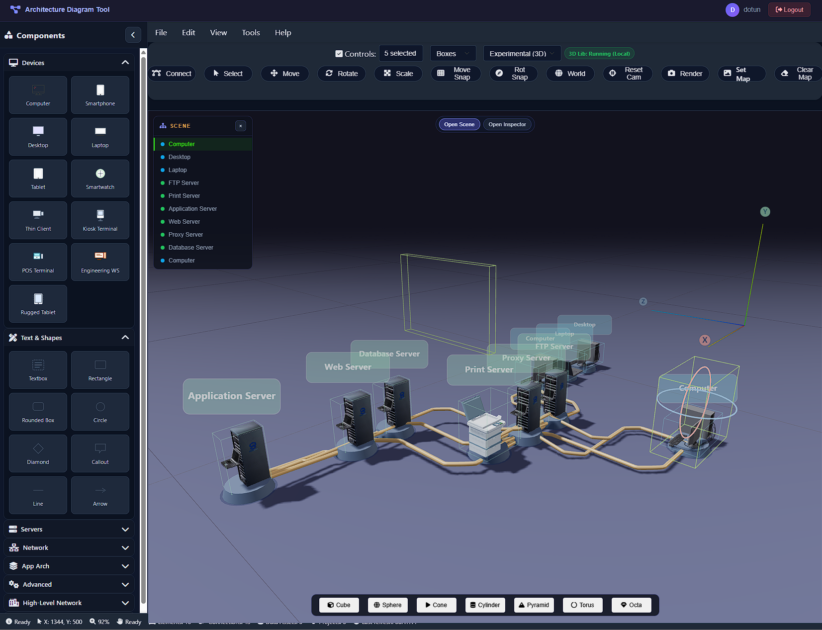3D scene architecture view