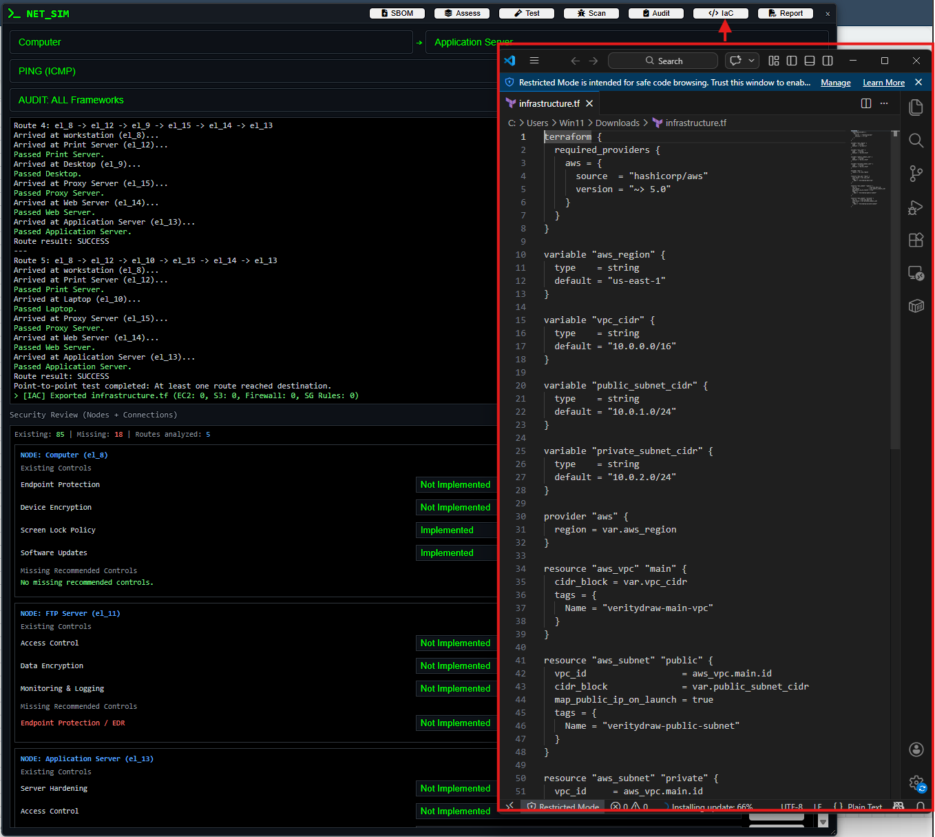 Terraform export view